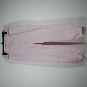 Lauren Ralph Lauren Pink Seersucker Pants Womens Straight Leg Preppy Summer